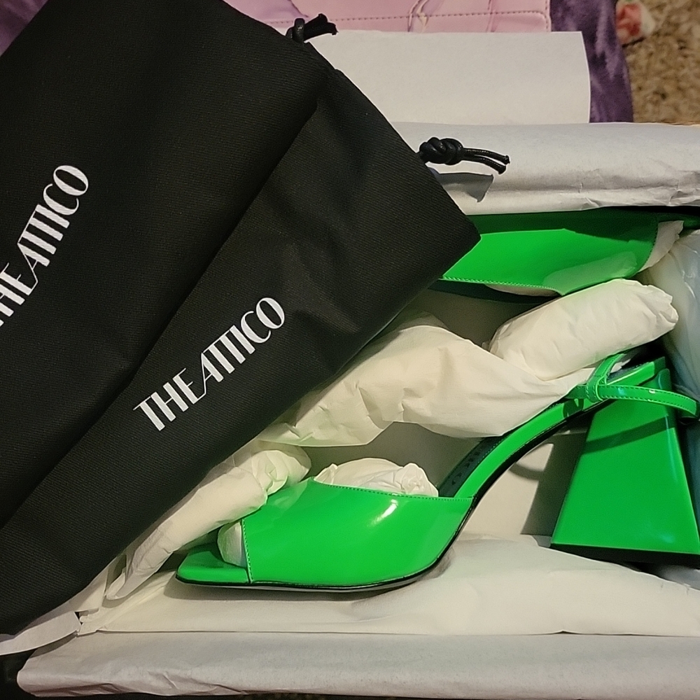 NIB The Attico Neon Green Heels 10.5 11 41.5 $895 - Picture 4 of 7